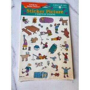 Vintage American Greetings Forget Me Not Camping Sticker Picture 2 Sheets NEW